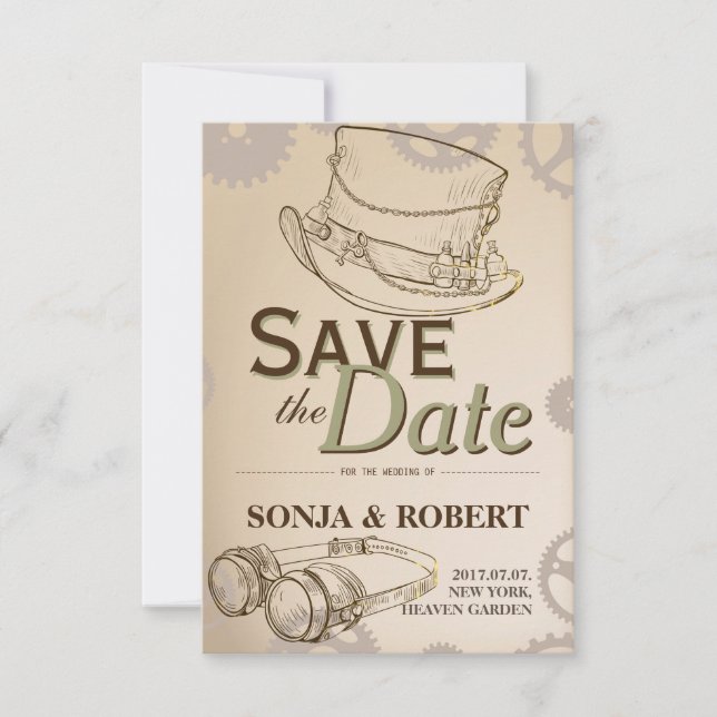 Reserva La Fecha Guardar la fecha - Steampunk Gorra y Google (Anverso)