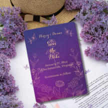 Guardar la fecha vibrante magenta morado floral