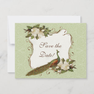 Reserva La Fecha Guardar la fecha - Vintage Peacock & Magnolia Swir