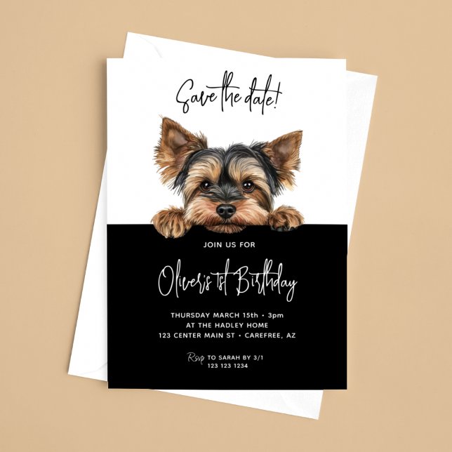 Reserva La Fecha Guardar la fecha Yorkshire Terrier 1er cumpleaños (Subido por el creador)