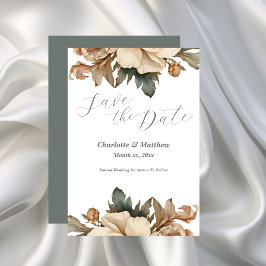 Reserva La Fecha Guardar La Feria Elegante De Taupe Floral