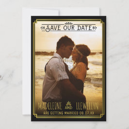Reserva La Fecha Guardar la foto del Boda del deco de oro negro de