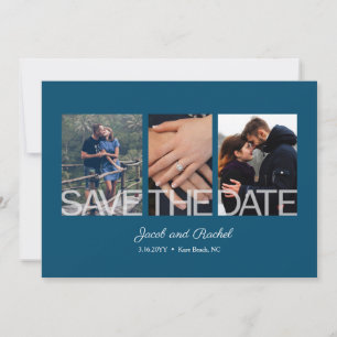 Reserva La Fecha Guardar la participación de los Bodas azul de foto