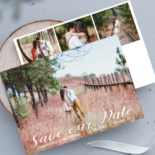 Reserva La Fecha GUARDAR NUESTRA FECHA Boda 4 FOTOS Collage White