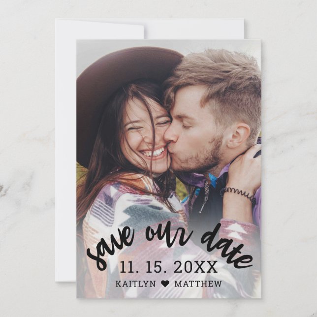 Reserva La Fecha Guardar nuestra foto de fecha Boda de escritura mo (Anverso)