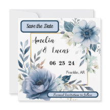 Guarde la fecha floral azul