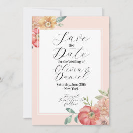 Reserva La Fecha Guarde la fecha Flores de verano acuarela