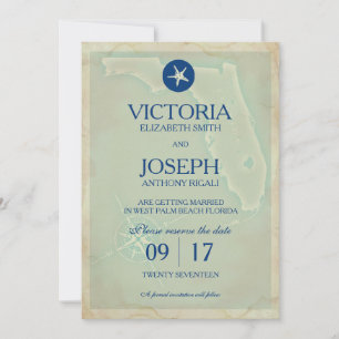 Reserva La Fecha Guarde la Fecha - Mapa Antiguo de Florida