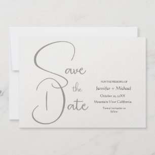 Reserva La Fecha Guion de caligrafía gris minimalista de boda