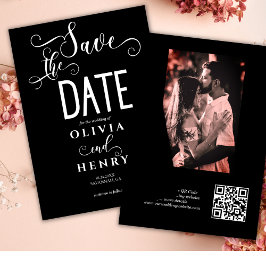 Reserva La Fecha Guión de caligrafía romántica Código QR de foto ne