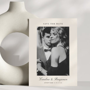 Reserva La Fecha Guión de Foto Personalizada QR Marfil Elegante Bod