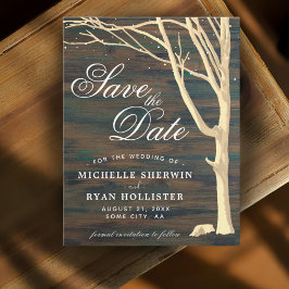 Reserva La Fecha Guión de madera oscura de árbol rústico