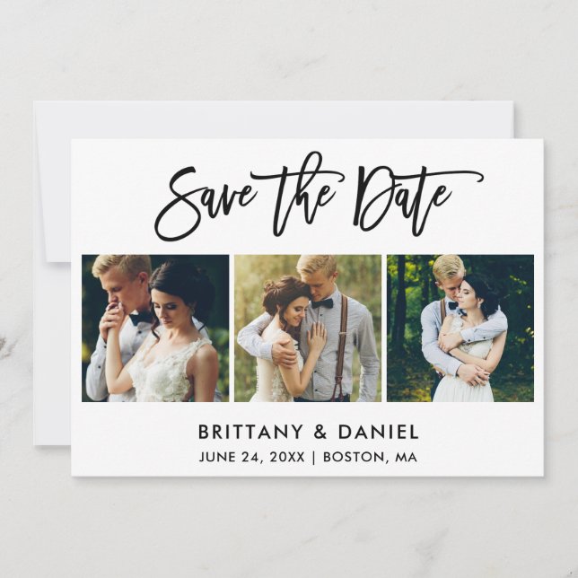 Reserva La Fecha Guión de pincel moderno 3 Foto (Anverso)