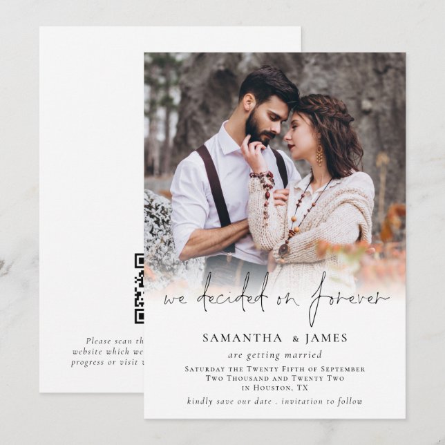 Reserva La Fecha Guión de superposición de foto decidido para Boda  (Anverso / Reverso)