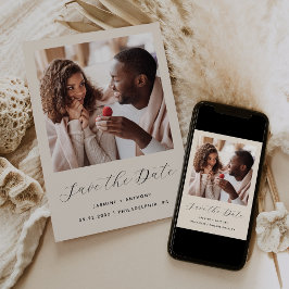 Reserva La Fecha Guión de una foto mínima beige