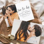 Reserva La Fecha Guión elegante Guardar la foto de fecha Minimalist<br><div class="desc">Boda Guardar las tarjetas de fecha que tienen una foto en la parte delantera y trasera. Las tarjetas Save the Date contienen una moderna tipografía de escritura cursiva con letras a mano que son elegantes,  simples y modernas para usar después de la celebración del día de la boda.</div>