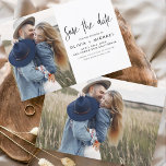 Reserva La Fecha Guión elegante Guardar la foto de fecha Minimalist<br><div class="desc">Boda Guardar las tarjetas de fecha que tienen una foto en la parte delantera y trasera. Las tarjetas Save the Date contienen una moderna tipografía de escritura cursiva con letras a mano que son elegantes,  simples y modernas para usar después de la celebración del día de la boda.</div>