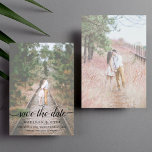 Reserva La Fecha Guión falso 2 Fotos Guardar el Boda de fechas<br><div class="desc">Moderna y elegante,  salven la tarjeta de foto de fecha con un falso efecto de terciopelo. Diseño exclusivo y elegante con espacio para dos fotografías desvanecidas.</div>