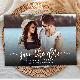 Reserva La Fecha Guión manuscrito de estilo Boho Un Boda fotográfic