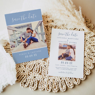 Reserva La Fecha Guión manuscrito moderno Boda azul en la nube