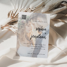 Reserva La Fecha Guión Minimalista moderno | Foto y código QR