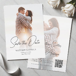 Reserva La Fecha Guión moderno Código QR simple 2 Boda fotográfico