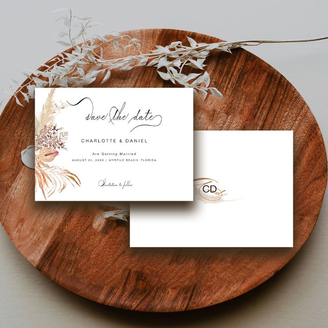 Reserva La Fecha Guión moderno de caligrafía caprichosa de Boho (Subido por el creador)