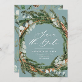 Reserva La Fecha guion moderno eucalipto boda elegante