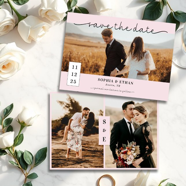 Reserva La Fecha Guión moderno Romántico Boda de fotos rosa de Rubo (Subido por el creador)