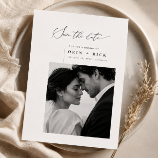 Reserva La Fecha Guión moderno simple Elegante boda de fotos
