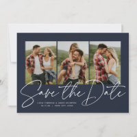 Guión moderno y elegante tres foto azul marino