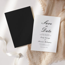 Reserva La Fecha Guión negro blanco ornamentado formal para guardar