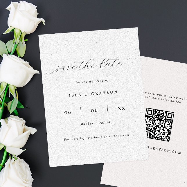 Reserva La Fecha Guión romántico simple Boda de código QR (Subido por el creador)