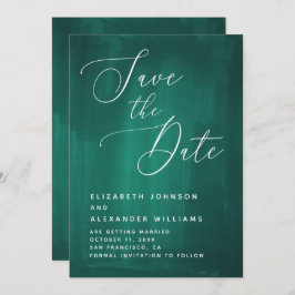 Reserva La Fecha Guión verde oscuro y elegante. Caligrafía esmerald