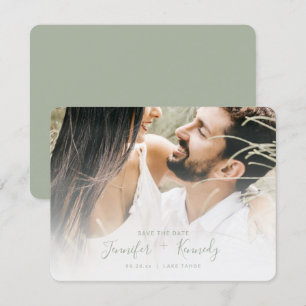 Reserva La Fecha Guión verde y foto minimalista sobre el soporte bl