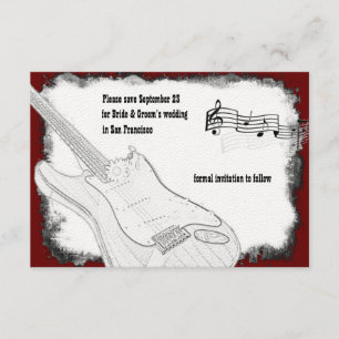 Reserva La Fecha Guitarra eléctrica Black Red White Music Save Date