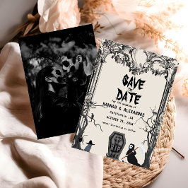 Reserva La Fecha Halloween Matrimonio Gótico Oscuro Moody Save The