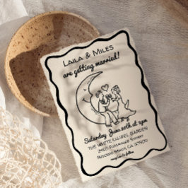 Reserva La Fecha Hand Drawn Whimsical Moon wedding invitation