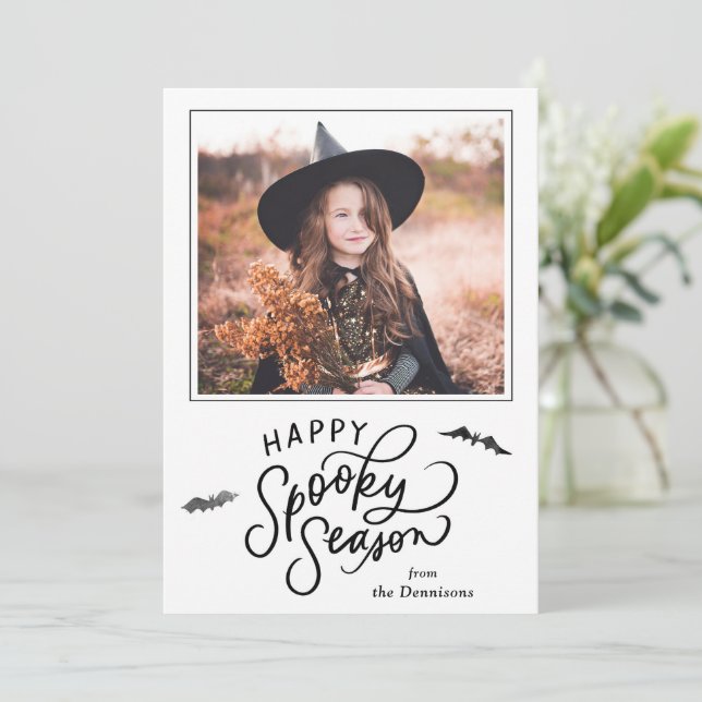 Reserva La Fecha Happy Spooky Season - Halloween Photo Card (Anverso de pie)