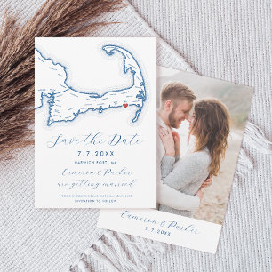 Reserva La Fecha Harwich Port MAMÁ Cape Cod Map Boda azul de la Mar