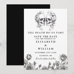 Reserva La Fecha Hasta la muerte Boda floral gótico Skulls