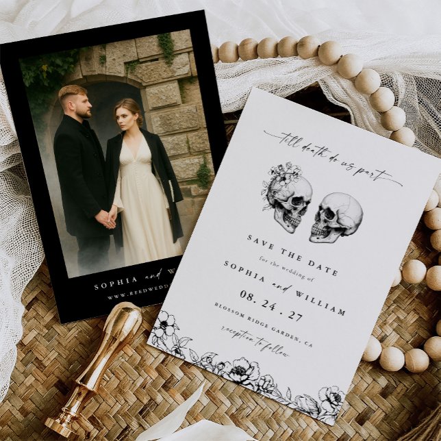 Reserva La Fecha Hasta la muerte del gótico Skull Boda de fotografí (Subido por el creador)