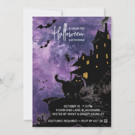 Reserva La Fecha Haunted House Halloween Party Invitation – Purple