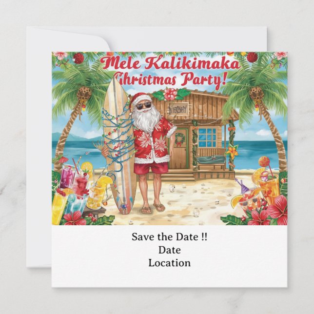 Reserva La Fecha Hawaii christmas  party Hawaii “Mele Kalikimaka!”  (Anverso)