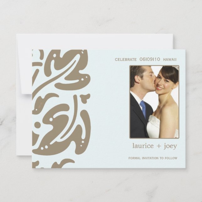 Reserva La Fecha Hawaiin -Guardar la fecha -Azul (Anverso)