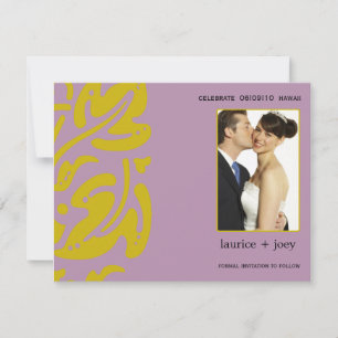 Reserva La Fecha Hawaiin -Guardar la fecha -púrpura