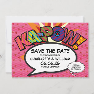 Reserva La Fecha Hearts Confetti Modern Comic Wedding Save The Date