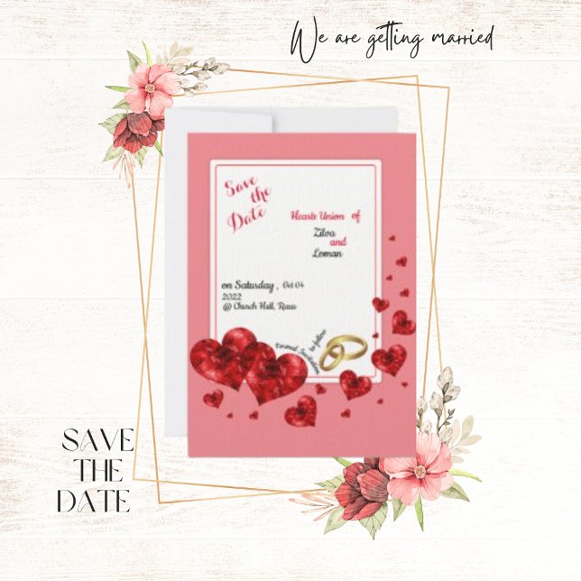 Reserva La Fecha Hearts Union of, Laid Paper Save the Date Card (Subido por el creador)