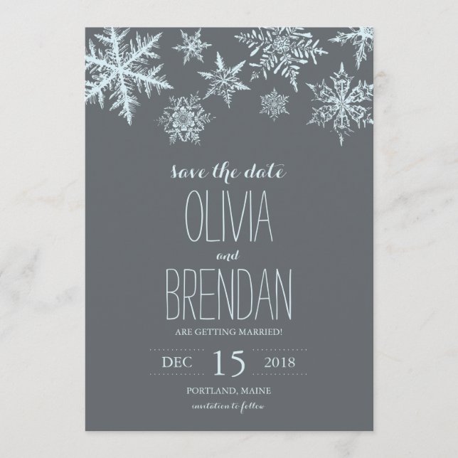 Reserva La Fecha Heladas de Invierno Copos de Nieve | Guarde la Fec (Anverso)