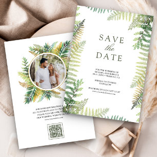 Reserva La Fecha Helechos Verdes Exuberantes Código QR Foto Boda